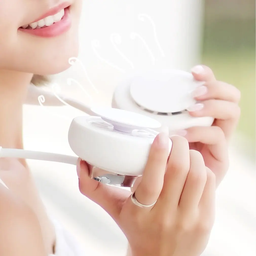 

6 Types Summer Air Cooling Neck Fan Leafless Hanging Neck Fan Bladeless Ventilator USB Rechargeable Neckband Fans Air Cooler