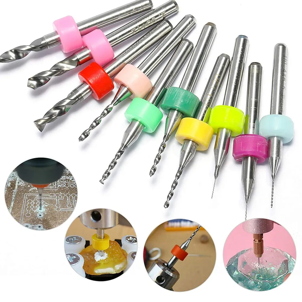 

10* 10pcs 10X Drill Bits 10pc CNC Drilling Engraving 1.1-2.0mm 3.175mm Shank
