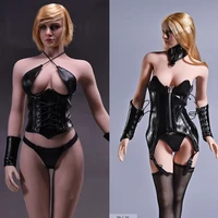 16 scale woman figure clothing sexy leather corset clothes sexy underwear and fishnet stockings model for 12 largest body