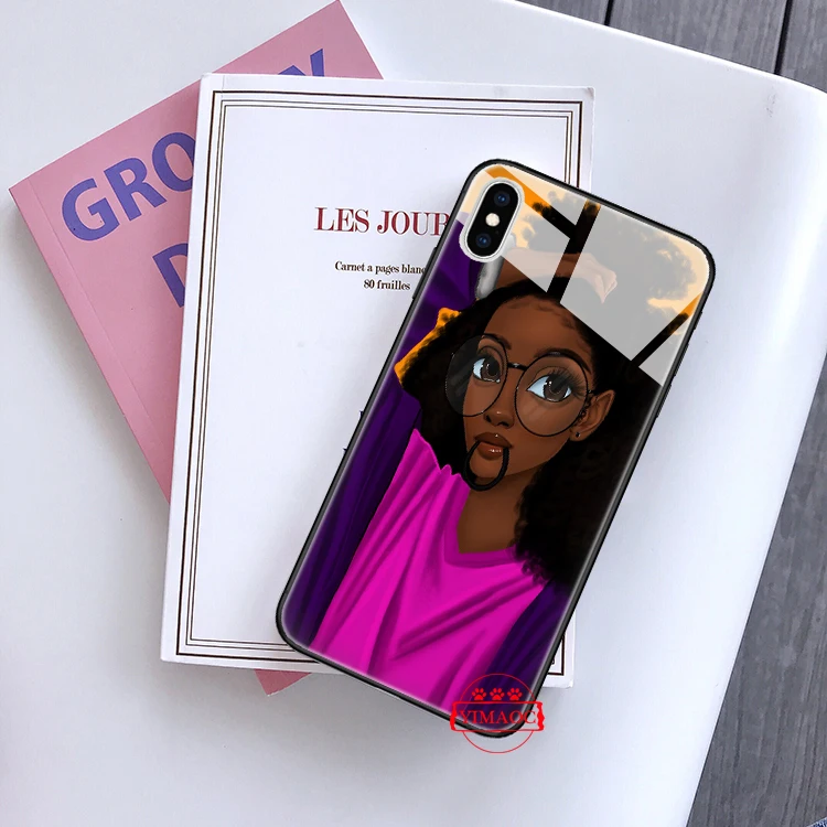 Черный волшебный женский стеклянный чехол для телефона Apple iPhone 11 Pro XR X XS Max 6 6S 7 8 Plus