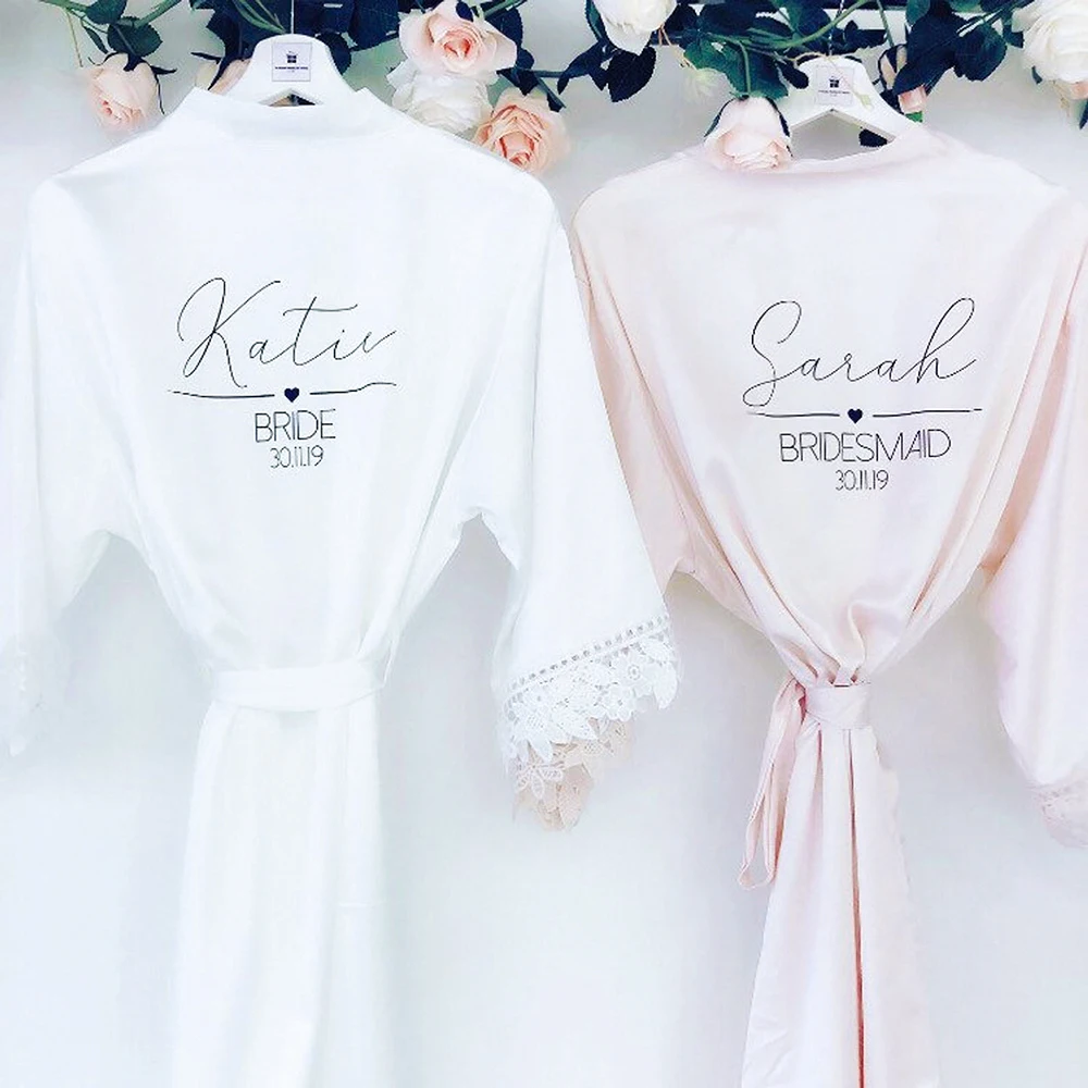 Индивидуальные свадебные кружевные халаты для невесты и выходных|Украшения