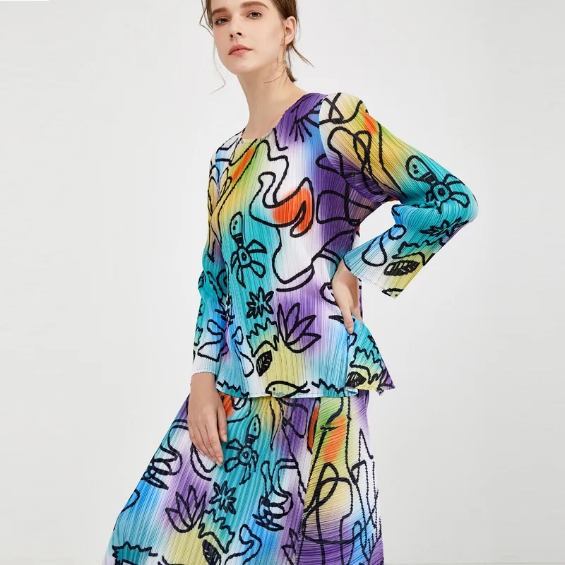 LANMREM 2020 новая весенняя женская модная футболка с круглым вырезом и длинными