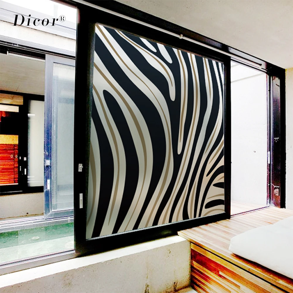 Модные полосы Зебра статические цепляться Декоративные Окна Пленка