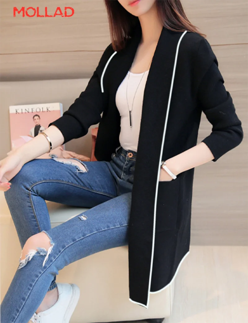 

MOLLAD Mid-long cardigan loose and slim sweatershirt for women in autumn and winter