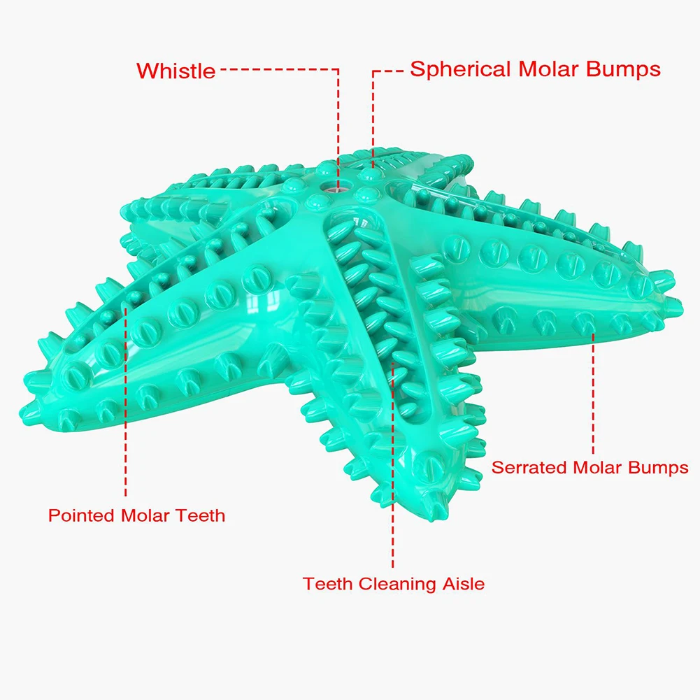 

Dog Chew Ball Starfish Shape Puppy Molar Teeth Cleaning Squeaky Interactive Toy Pet Puppy Bite Toy Dog Tooth Grinder Supplies