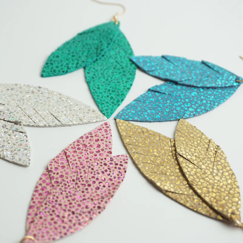 Cpop блестящие двухслойные серьги из натуральной козьей кожи для женщин массивные