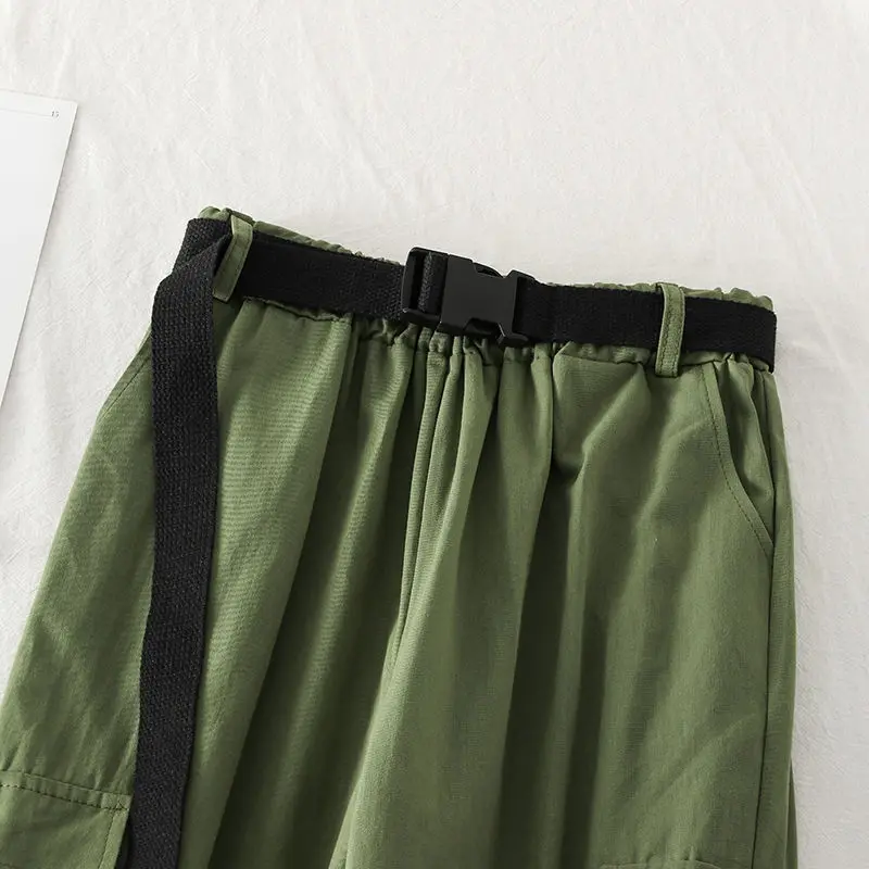 

Trousers Korean Belt Casual Joggers Sweatpants High Waist Harajuku Streetwear Cargo Pants Women Loose Female