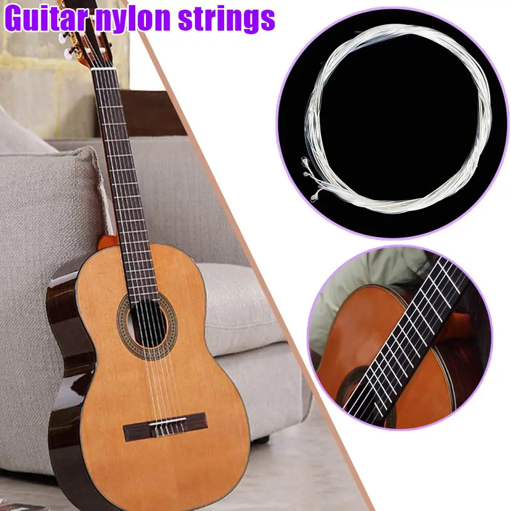 

6pcs Classical Guitar Strings Set Plating Super Light Classic Guitar Clear Nylon Silver Strings Silver Plated Copper