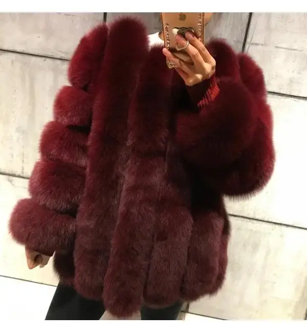 BF мех верхняя одежда для женщин натуральный мех пальто натуральная кожа натуральная куртка Женские топы Мода Средний зимнее пальто цельная кожа - Цвет: wine red