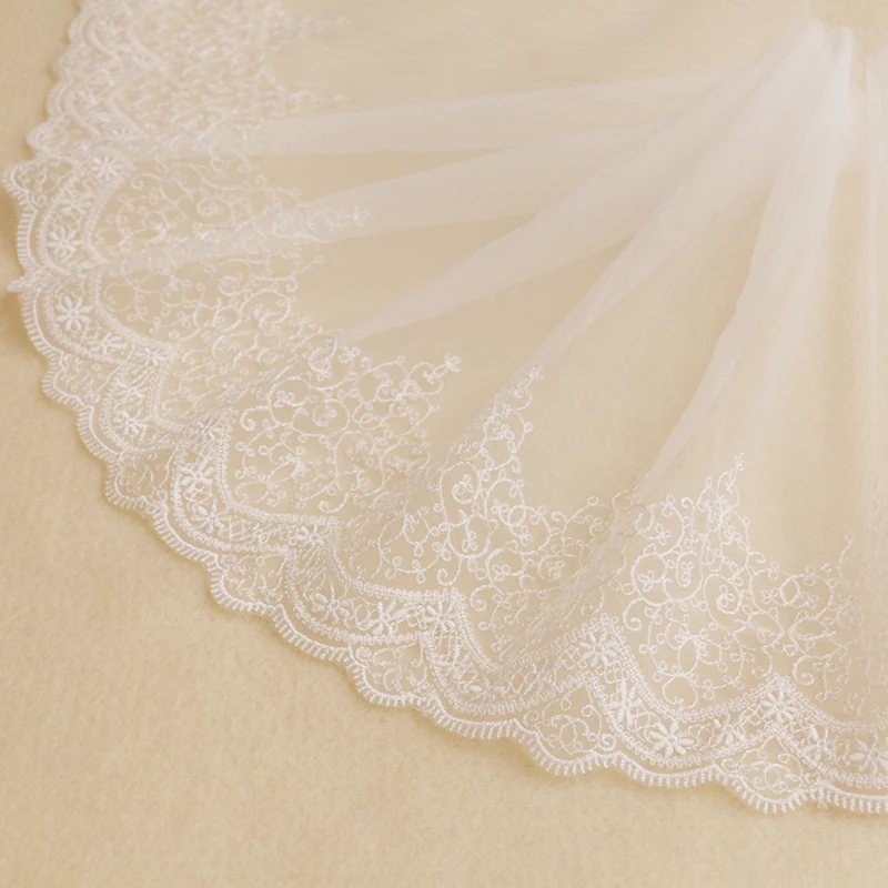 

1yard 26cm Width Beige High Quality Clothing Material DIY Craft Wedding Embroidery Lace Trim
