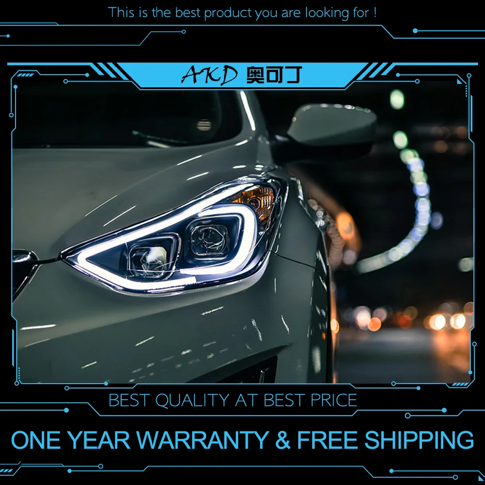 AKD Тюнинг автомобилей фары для Hyundai Elantra 2012 2016 светодиодные DRL ходовые огни