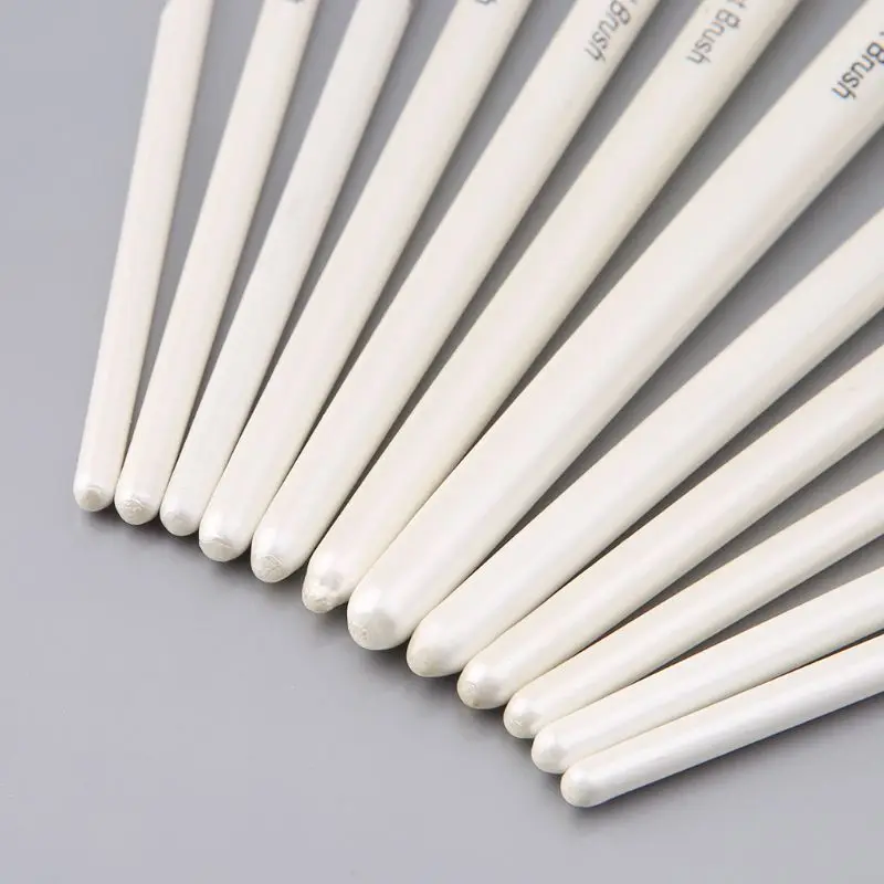 

12Pcs Artist Paint Brush Set Nylon Bristles Watercolor Acrylic Oil Painting Slant Flat Round Pointed Pen Tip Wood Handle Art