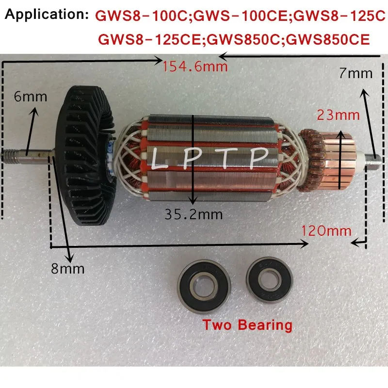 

Good AC220-240V Armature Rotor Motor Replacement for BOSCH GWS850C GSW8-100C GWS8-125C GWS8-100CE GWS8-125 GWS8-125CE GWS850CE