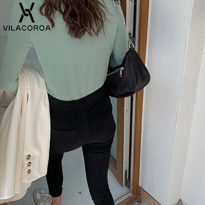 

Elegant Women's Long Sleeve High-Neck T-Shirt Solid Color Slim Stitching Elasticity Tshirt Top Sweet Office Ladies Pullover Tee