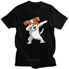 Футболка мужская с коротким рукавом, смешная хлопковая Футболка Джек Расселл, с принтом собаки, танец Dab Move, подарок в стиле Харадзюку, футболка с терьером