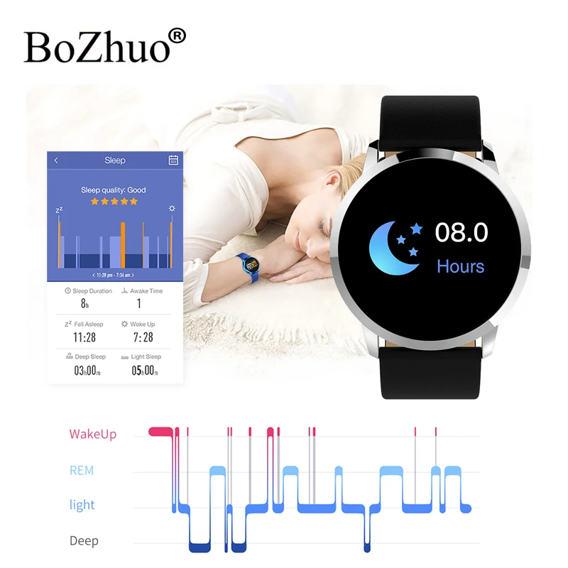 Круглые умные часы Q8 для женщин и мужчин фитнес-трекер монитор сердечного ритма