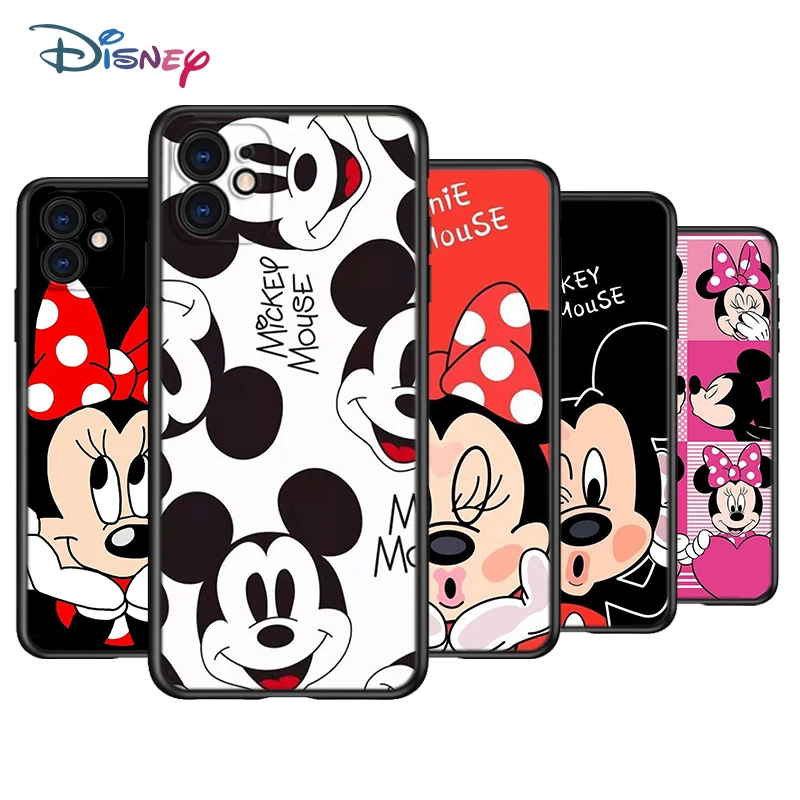 

Disney Mickey and Minne BFF Silicone Black Cover For Apple iPhone 13 12 Mini 11 Pro XS MAX XR X 8 7 6S 6 Plus SE Phone Case