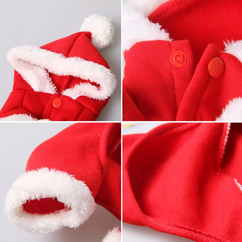 

Pet Cat Dog Clothes Christmas Santa Claus Costume Hoodie Velvet Coat Jumpsuit Christmas Costumes Puppy Jumpsuits S-XL sizes