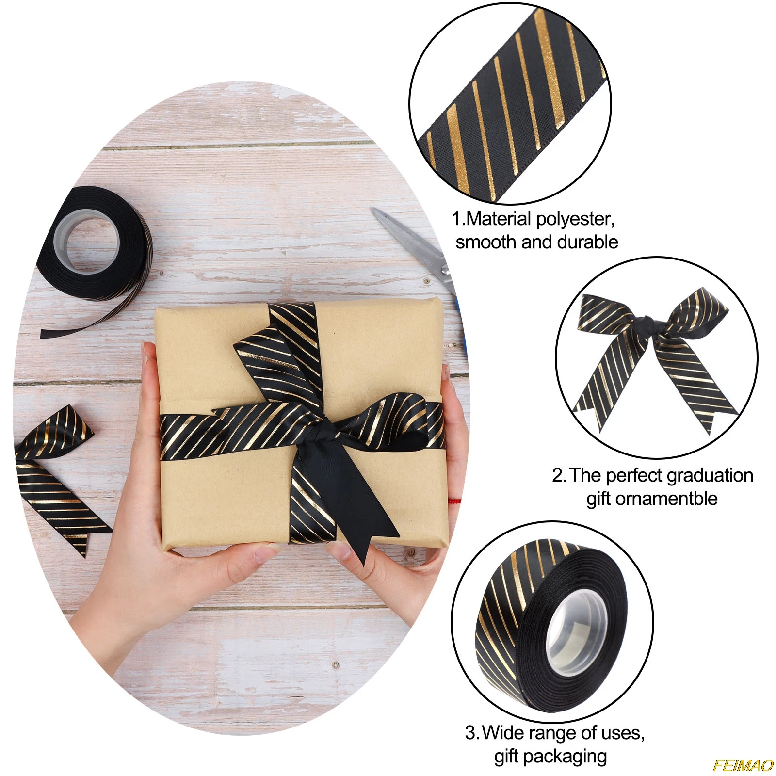 

Ribbon Graduation Ribbon Black Gold Ribbon Gold Stripe Grosgrain Ribbon