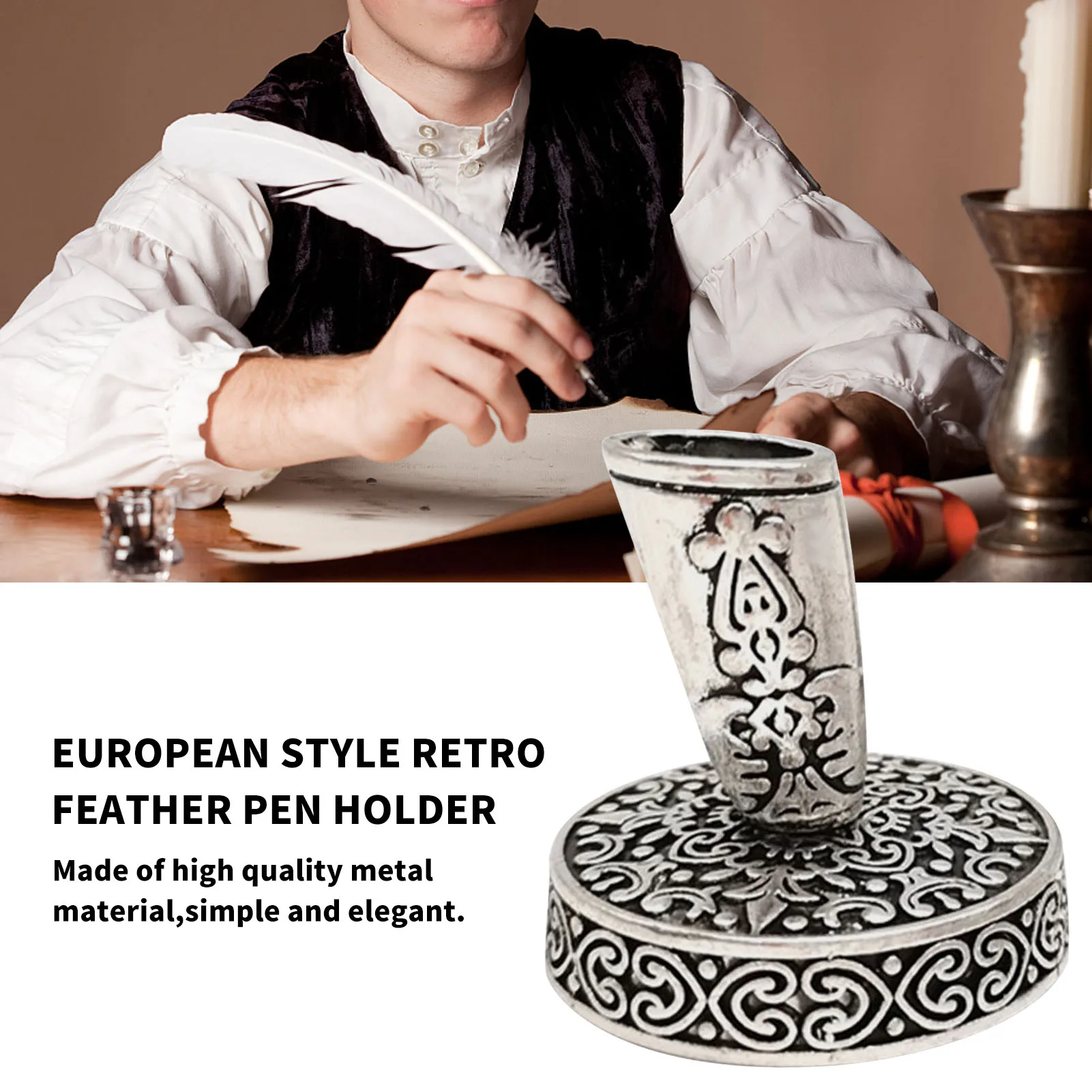 

Подставка для ручек с перьями, офисный винтажный металлический круглый держатель для карандашей, без ручки, Канцтовары, подарок, Прямая пос...