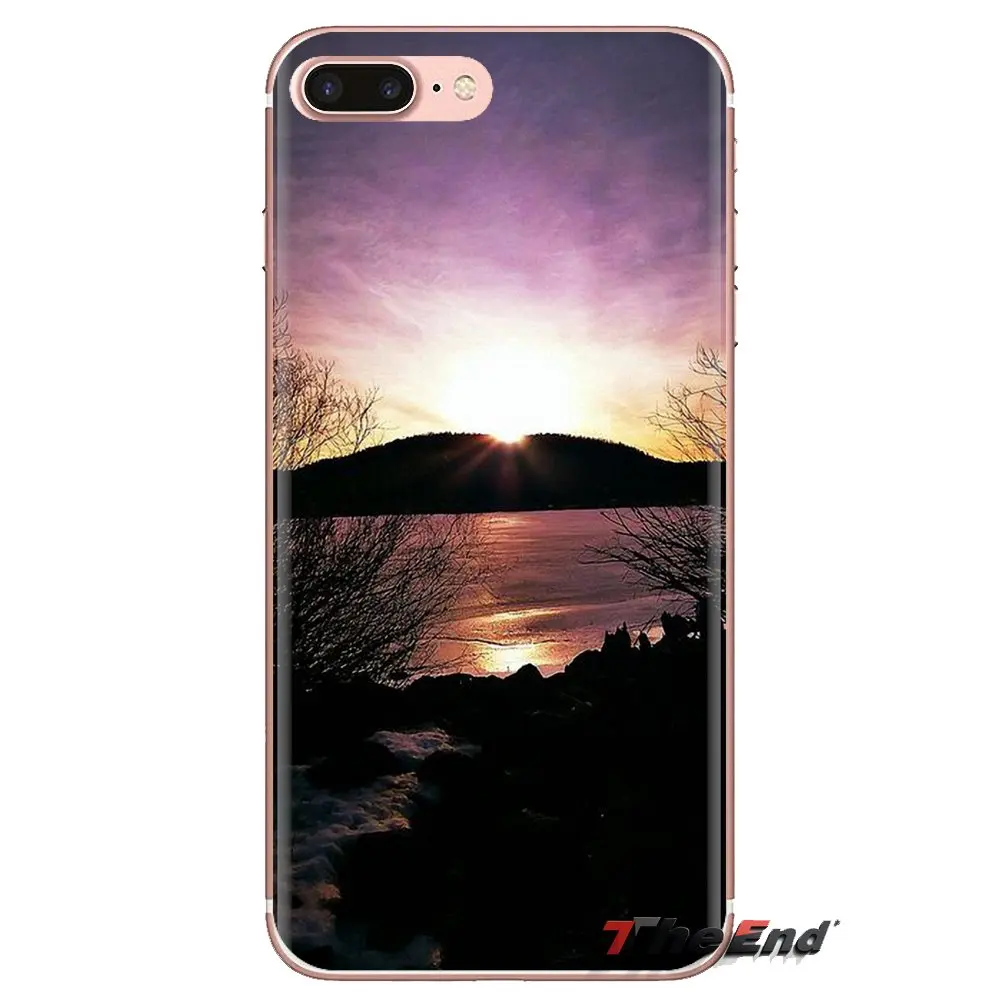 TPU Covers For Huawei G7 G8 P7 P8 P9 Lite Honor 4C 5X 5C 6X Mate 7 8 9 Y3 Y5 Y6 II 2 Pro 2017 Mountain Lake Sunset Landscape Art |