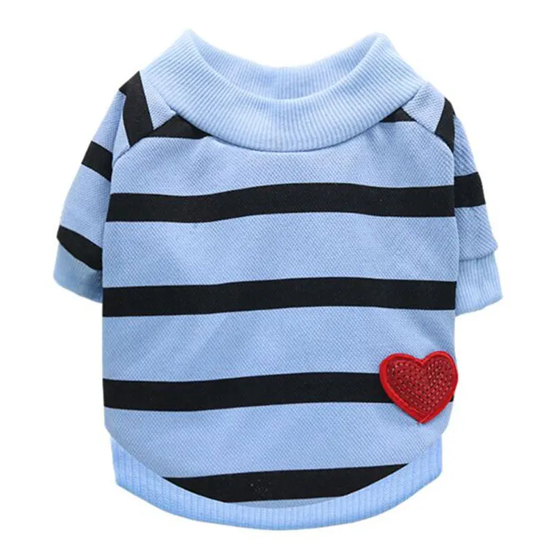 

New Fashion Pet Dog Spring And Summer Black and White Striped Love Round Neck Warm Sweater French Bulldog Bully Pet Clothing