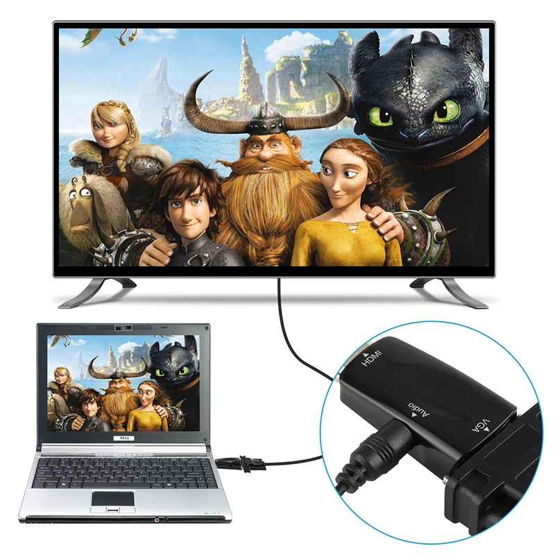 HDMI To VGA Adapter Male Famale Digital Analog Audio Converter Cable 1080P for PC TV Xbox PS3 Projector |