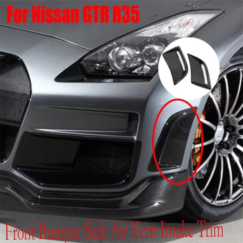 

For Nissan GTR R35 2008-2016 2015 Real Carbon Fiber Car Styling Front Bumper Side Air Vent Intake Trim