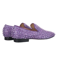2022 fashion purple sequined studded men shoes round toe comfortable silp on with rivet male loafer shoes