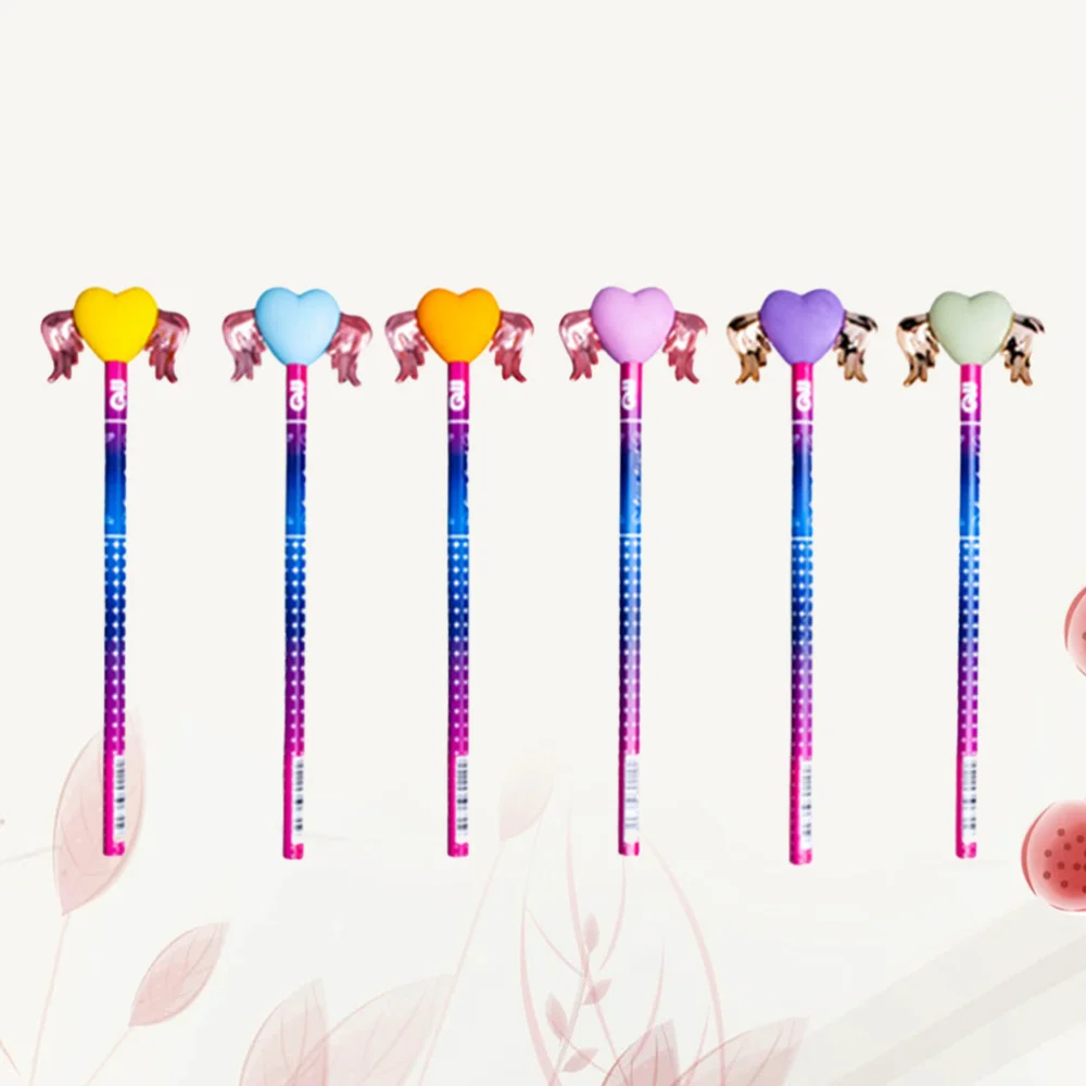 

6 шт., разноцветные карандаши с ластиком