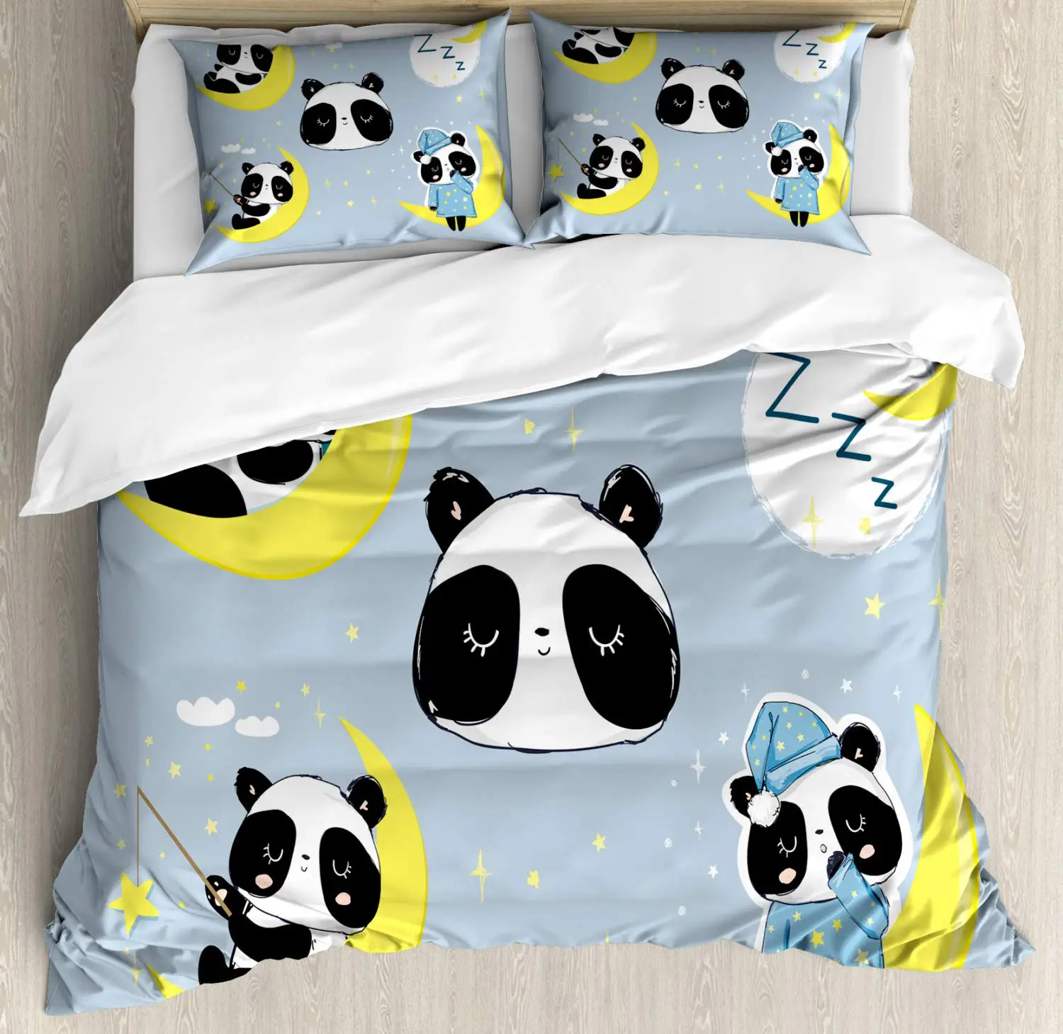 Комплект из 3 предметов с пандой пододеяльник изображением животных спящих на