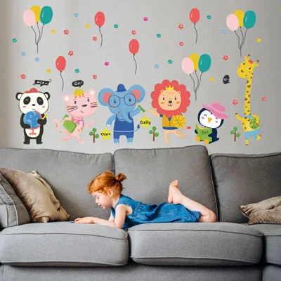 Balloon 12 DIY мультфильм Животные горячий воздушный шар наклейки на стену для детей детские комнаты детская спальня настенные наклейки самоклеющиеся виниловое панно - Цвет: Balloon 12