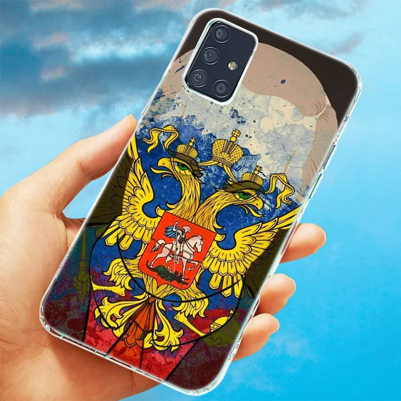 russia flag national emblem soft case for samsung galaxy a12 a02 a03s a21s a22 a32 a52 a72 a82 s21 plus fe ultra m32 m12 cover free global shipping