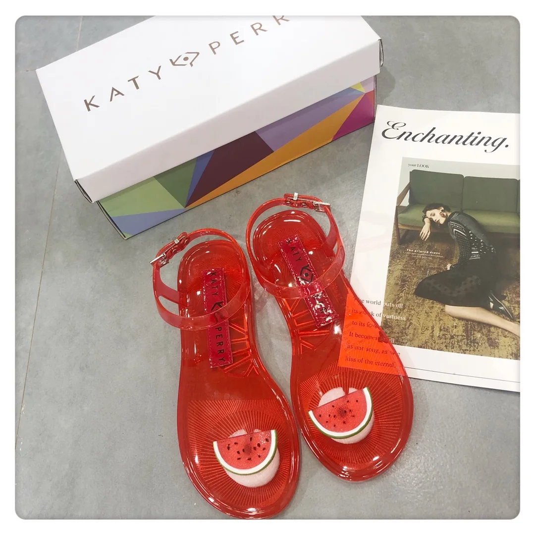 

2021 New Summer Women Jelly Sandals Watermelon Lemon Fruit Ladies Flip-flops Shoes Female Fashion Beach Shoes Slippers SM054