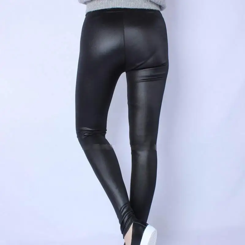Женские леггинсы из ПУ кожи с высокой талией|Брюки| |