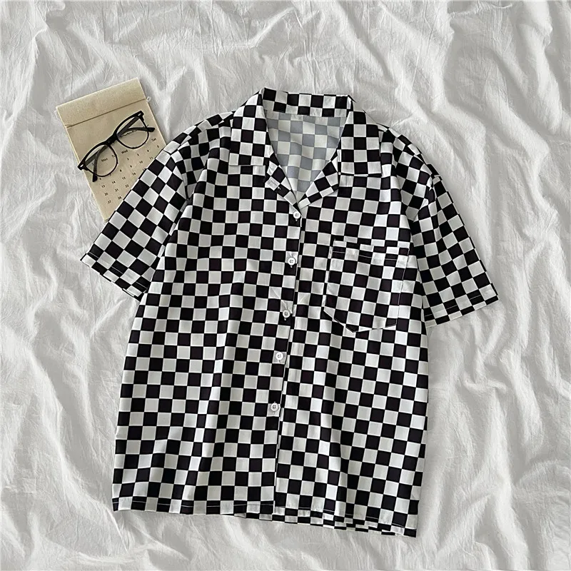 EBAIHUI 2021 модная женская клетчатая рубашка шикарная блузка с коротким рукавом