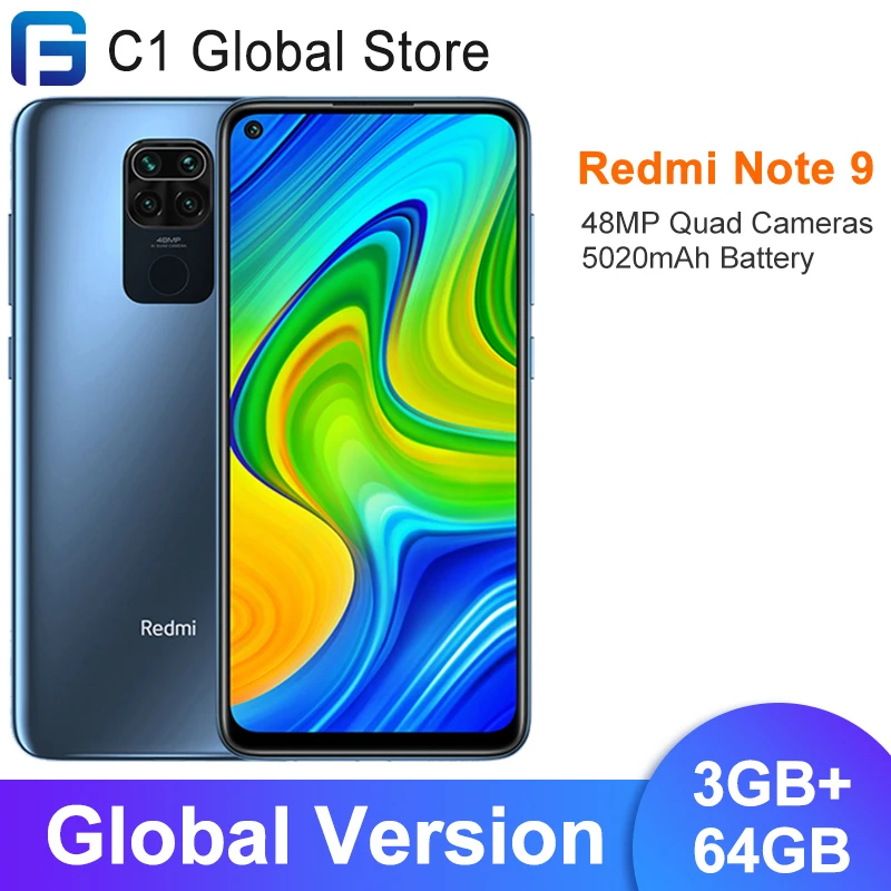 Xiaomi Redmi Note 9 глобальная версия дюйма 3 ГБ ОЗУ 64 Гб ПЗУ Восьмиядерный процессор MTK Helio
