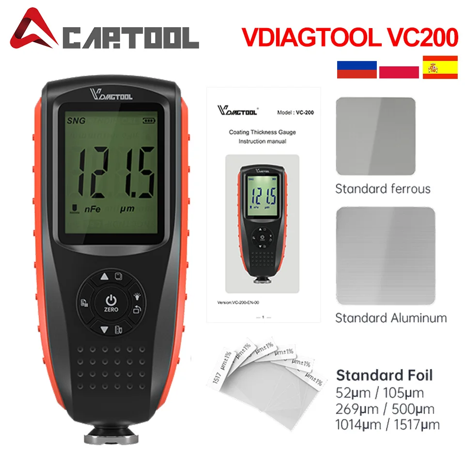 Толщиномер автомобильный VDIAGTOOL VC100 VC200 ЖК-дисплей подсветка | Автомобили и