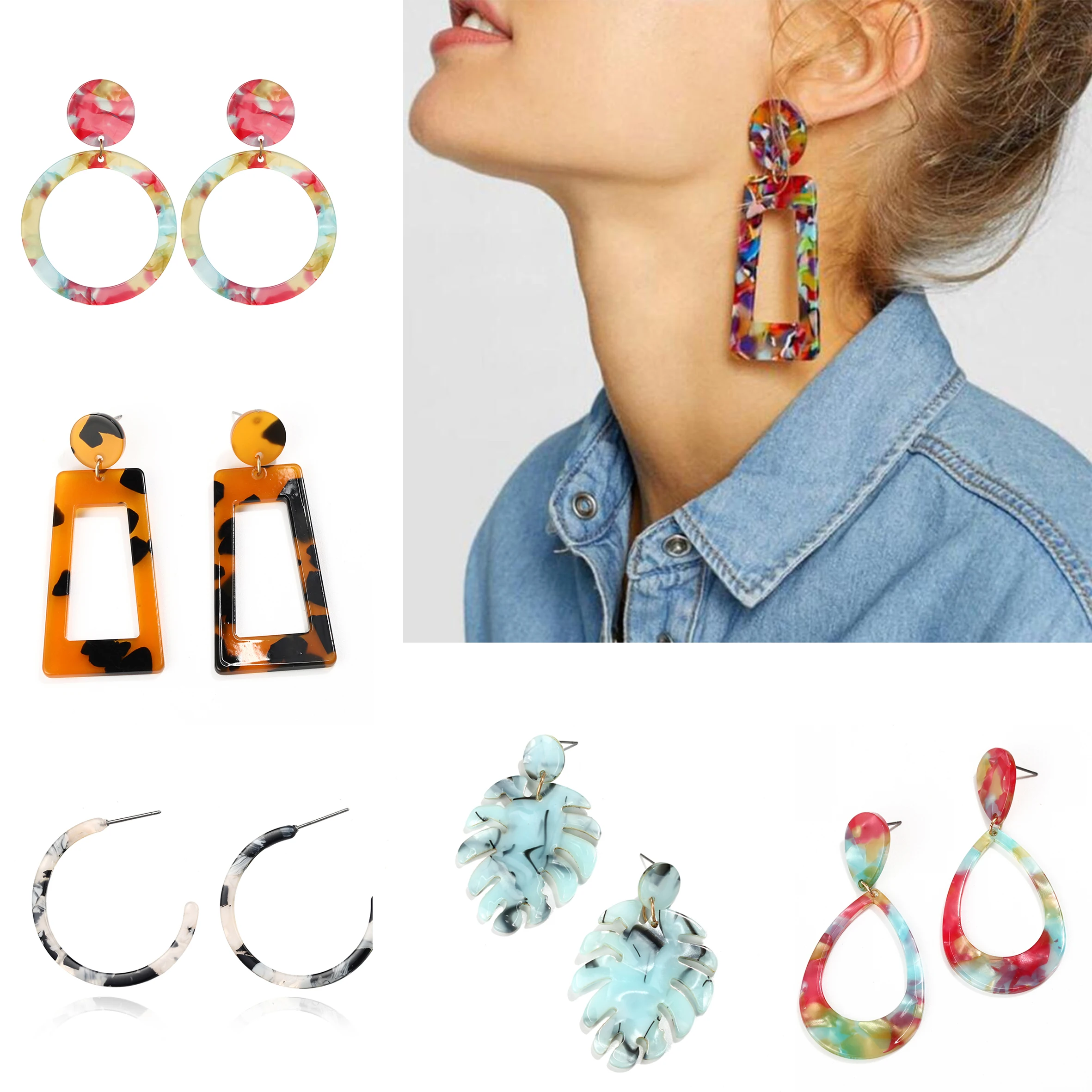

Fashion Earrings For Women 2019 Statement Long Jewelry Big Geometric Drop Earrings For Women European Korean Style Earring