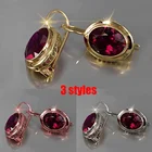 серьги женские серьги 2021 тренд серьги кольца серьги винтаж Женские серьги-кольца с красными кристаллами