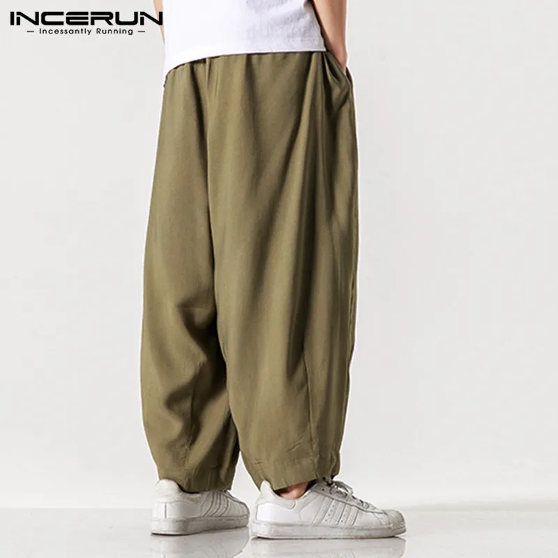 Мужские брюки с широкими штанинами 2021 Drawstring Joggers однотонные карманы Хай стрит
