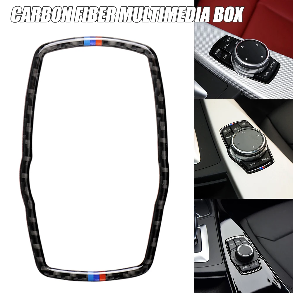 

Car Carbon Fiber Frame for BMW Media Button Sticker Knob Cover for F10 F20 F30 F34 F07 F25 F26 F15 F16 F-Best