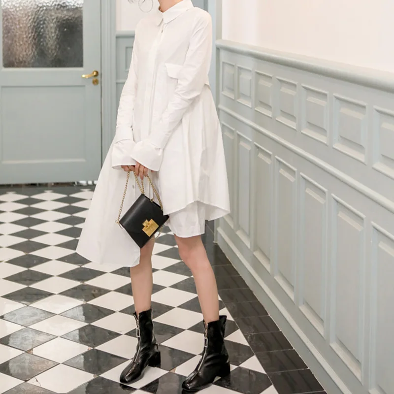 Весна Лето Новая мода Асимметричная длинная рубашка женские рубашки с длинным