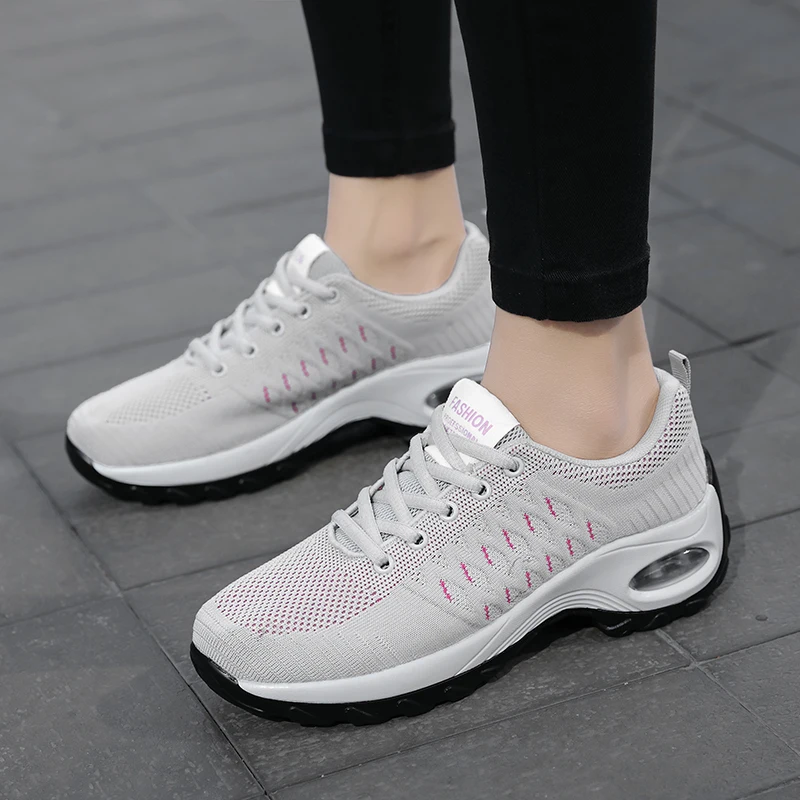 

Vulcanized Shoes Women's Socks Shoes Breathable Knitted Uppers Wear-resistant PU Soles Walking Shopping Air Cushion Sneakers