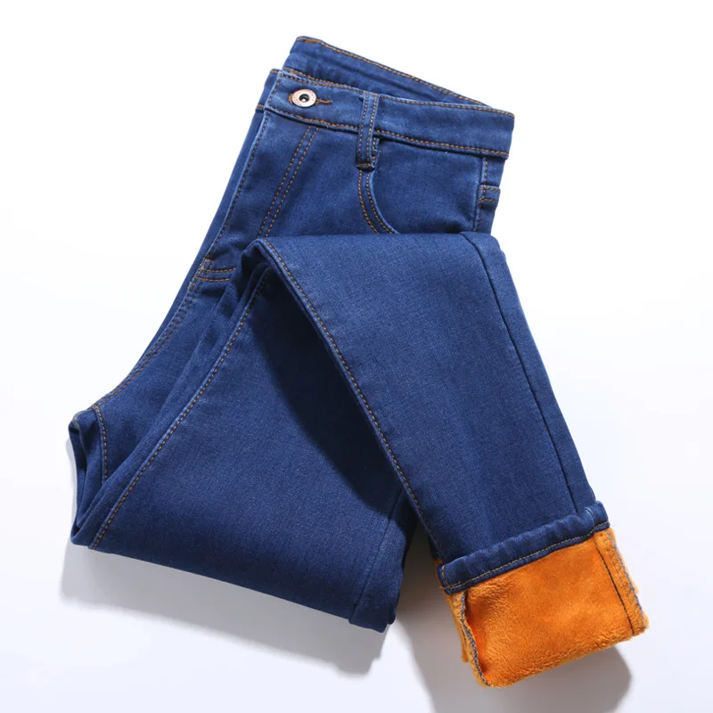 

High Waist Warm Jeans For Women Blue Female Black Winter Jeans Women Denim Pants Jean Femme 2020 Ladies Trousers Warm Pants