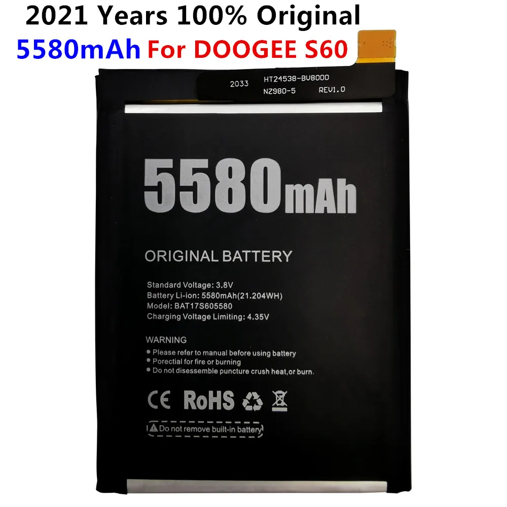 

100% New Original for DOOGEE S60 BAT17M15580&BAT17S605580 Replacement 5580mAh Parts backup battery for DOOGEE S60 Smart Phone