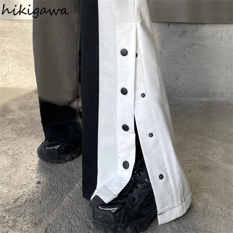 

Hikigawa Joggers Women Loose Fashion 2021 Summer Pants Irregular High Waist Femme Pantalon Vintage Ladies Wide Leg Trousers