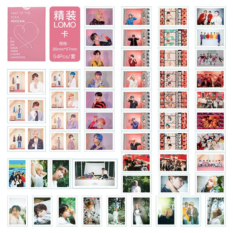 54 шт./компл. KPOP Blackpink LOMO Card Bangtan мальчики фотографии фото открытка фотографии канцелярские товары украшения принадлежности веер подарки - Цвет: Bangtan boys