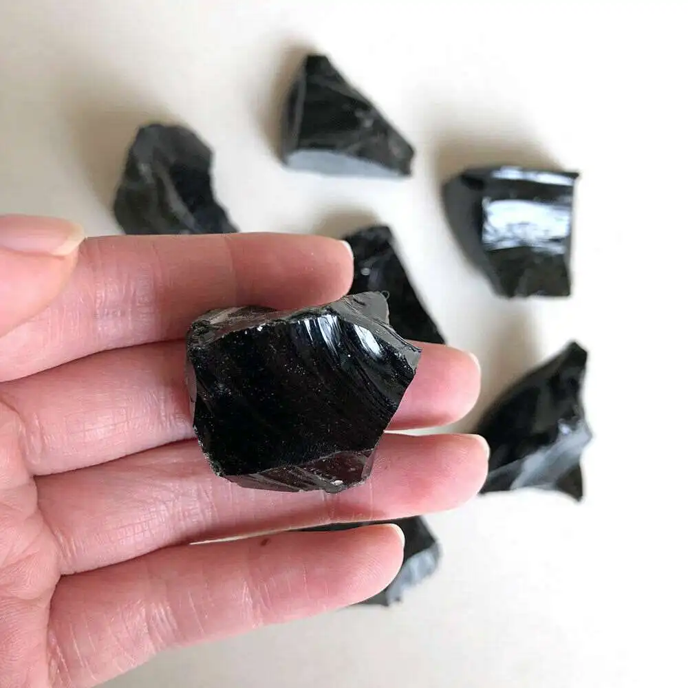 

10pcs Rough Natural Black Obsidian Tumbled Gemstone Healing Crystal Stone Reiki Home Decoration Craft