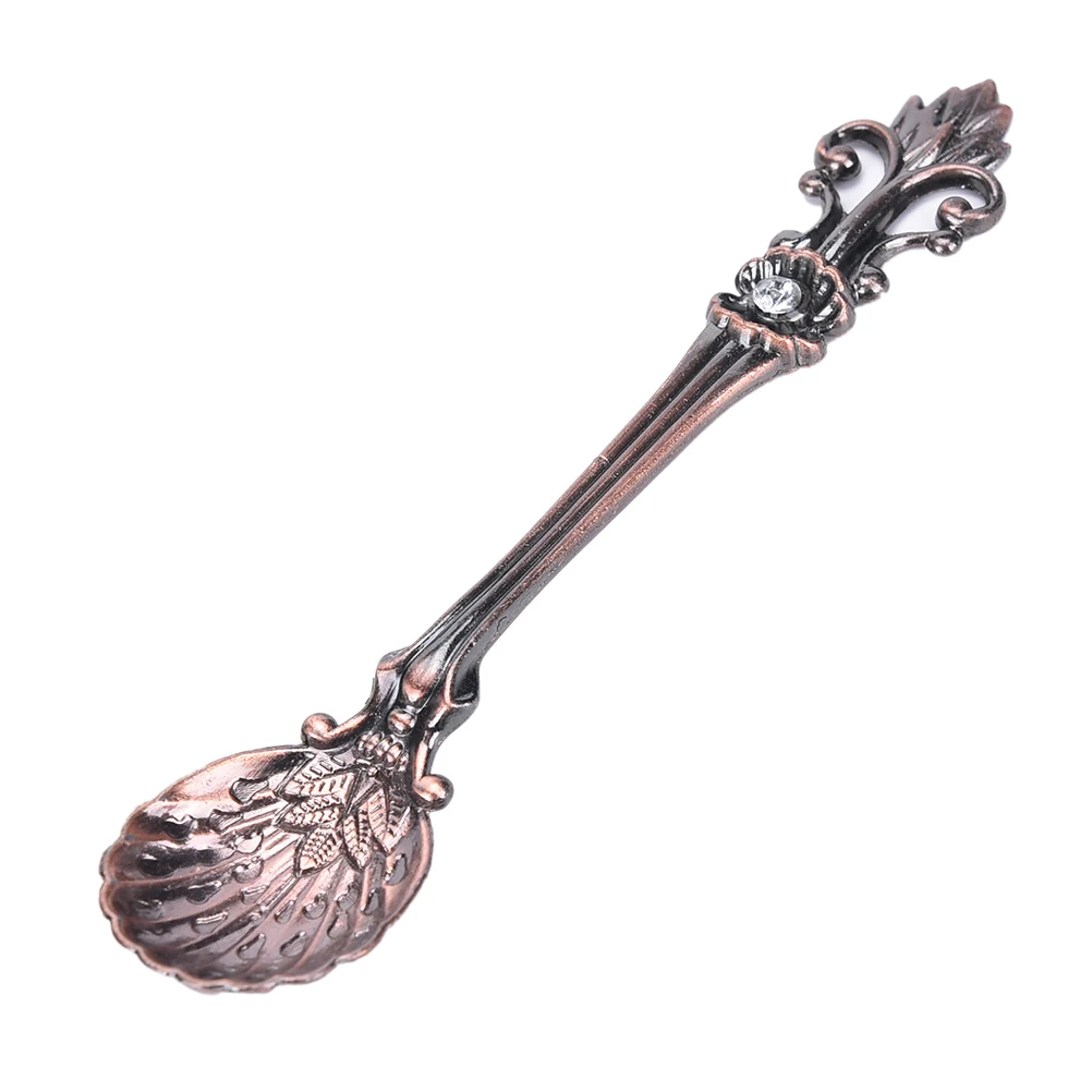 1Pcs fashion Coffee Spoon Kitchen Dining Bar Tool Dessert Vintage Arab Style Bronze Carved Small 9.8*2.1cm | Дом и сад